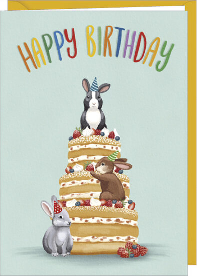 D101 - wenskaart Rosie Hilyer - happy birthday - konijnen