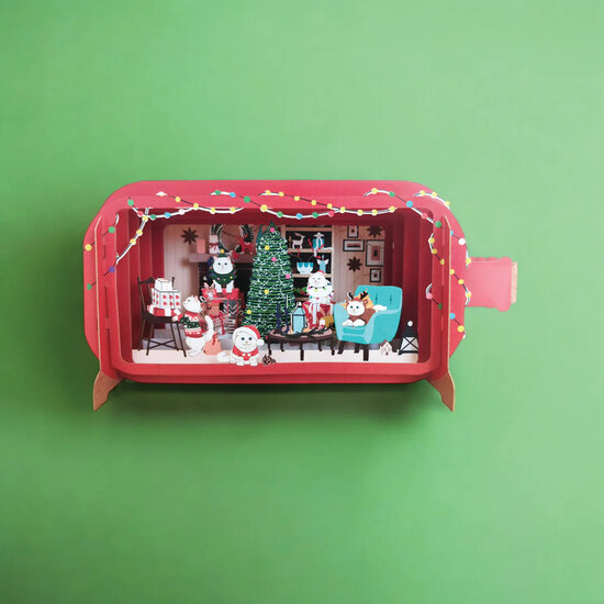 XMIB120 Message in a Bottle kerstkaart - katten