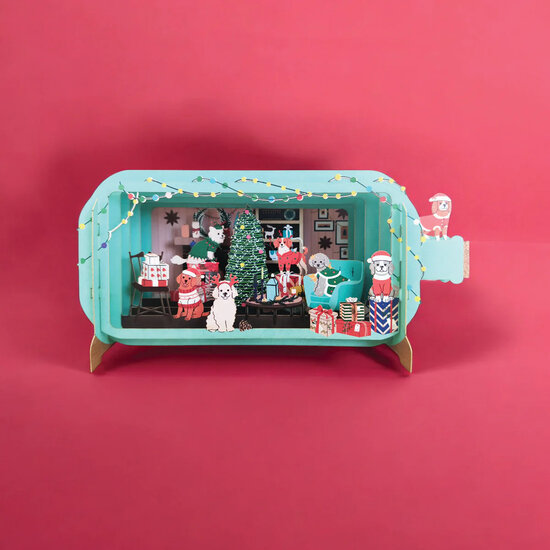 XMIB125 Message in a Bottle kerstkaart - honden
