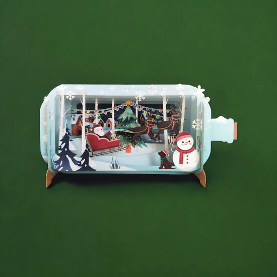 XMIB126 Message in a Bottle kerstkaart - slee