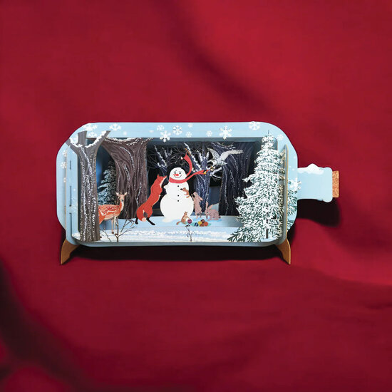 XMIB130 Message in a Bottle kerstkaart - sneeuwpop
