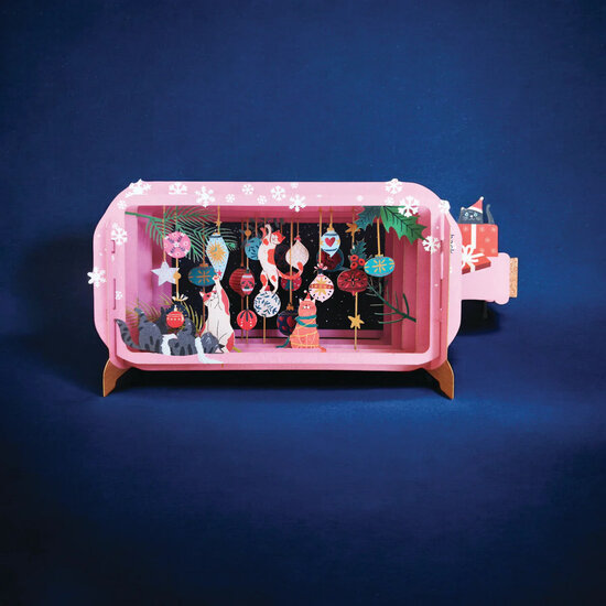 XMIB137 Message in a Bottle kerstkaart - kerstballen