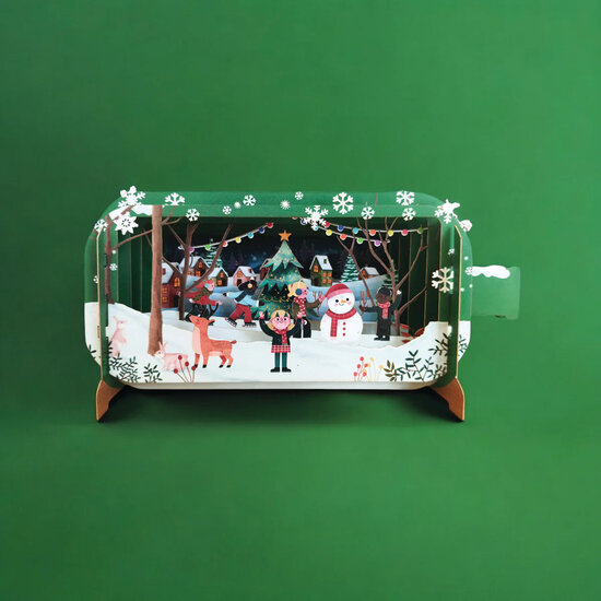 XMIB139 Message in a Bottle kerstkaart - sneeuwpop