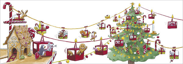 kerst CT158 Cache-Cache uitklapbare kerstkaart - kabelbaan