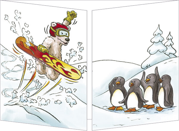 kerst CT218 Cache-Cache uitklapbare kerstkaart - pinguins