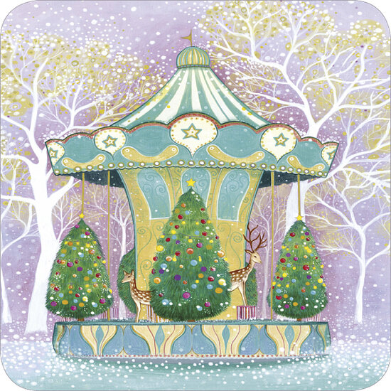 kBA656 Jehanne Weyman kerstkaart - carrousel