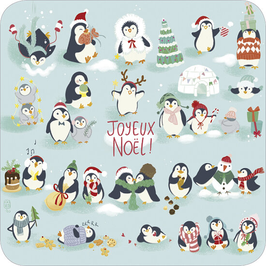 kBA660 Audrey Bussi kerstkaart - pinguins