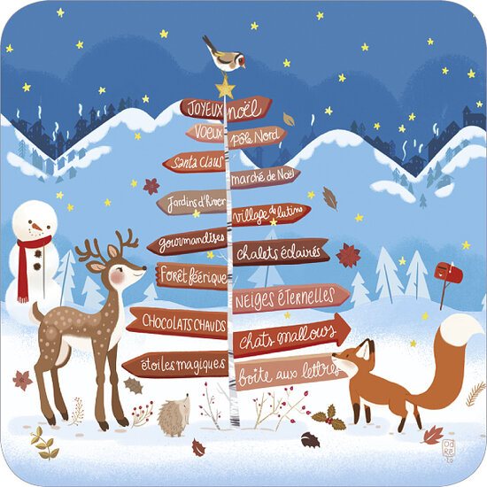kBA661 Audrey Bussi kerstkaart - wegwijzer