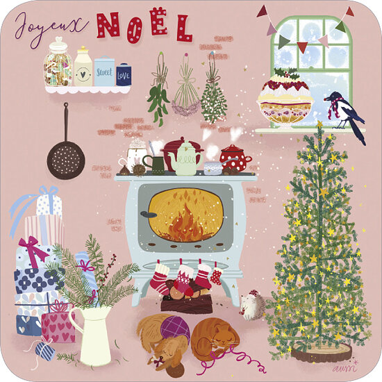 kBA662 Audrey Bussi kerstkaart - kerstkamer