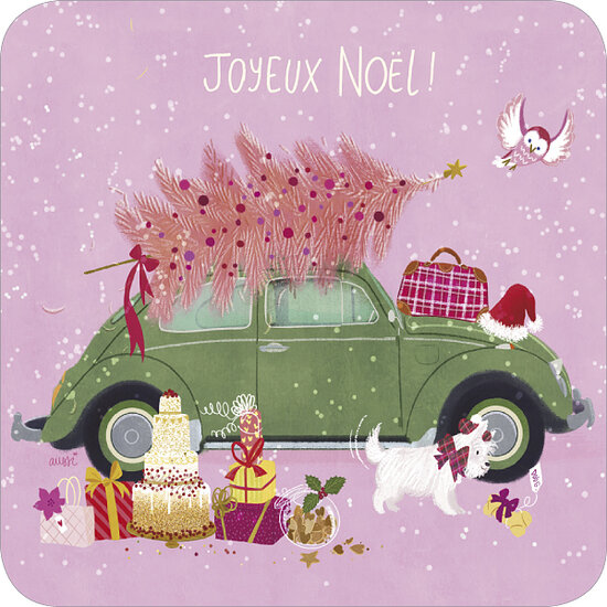 kBA663 Audrey Bussi kerstkaart - auto