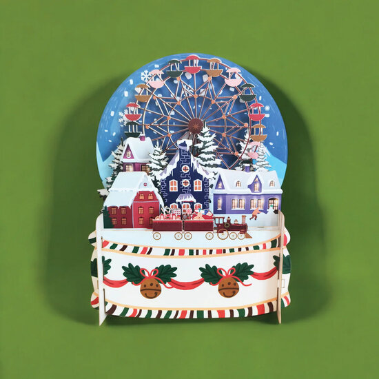xpop051 pop-up kerstkaart - kerstdorp