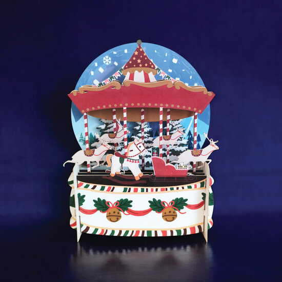xpop057 pop-up kerstkaart - draaimolen