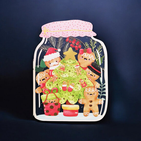 cms057 lasergesneden kerstkaart - peperkoek mannetjes
