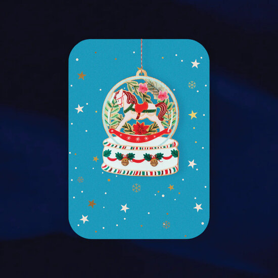 WHC099 kerstkaart met houten hanger - hobbelpaard | Alljoy design | Mano cards groothandel