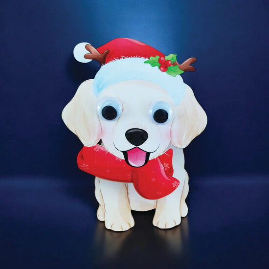XWHK006 kerstkaart wobbly head - hond