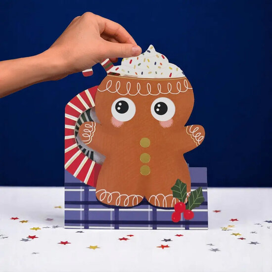 XWB002 laser gesneden kerstkaart Aww! so cute! - peperkoek mannetje
