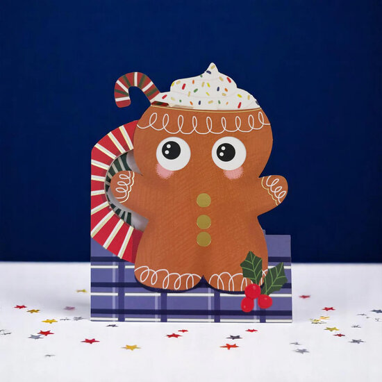 XWB002 laser gesneden kerstkaart Aww! so cute! - peperkoek mannetje