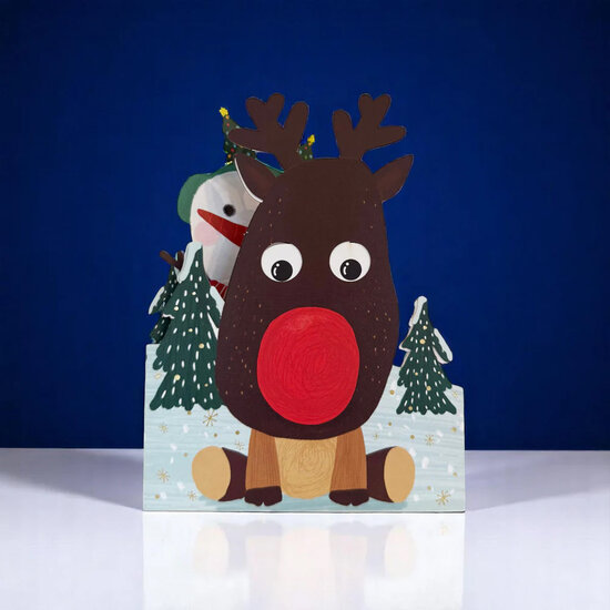 XWB003 laser gesneden kerstkaart Aww! so cute! - rendier