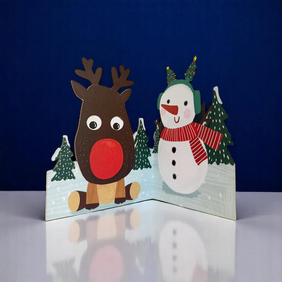 XWB003 laser gesneden kerstkaart Aww! so cute! - rendier
