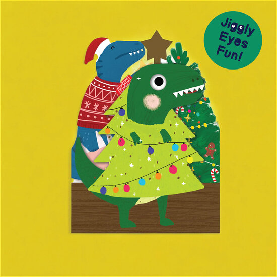 XWB004 laser gesneden kerstkaart Aww! so cute! - dinosaurus