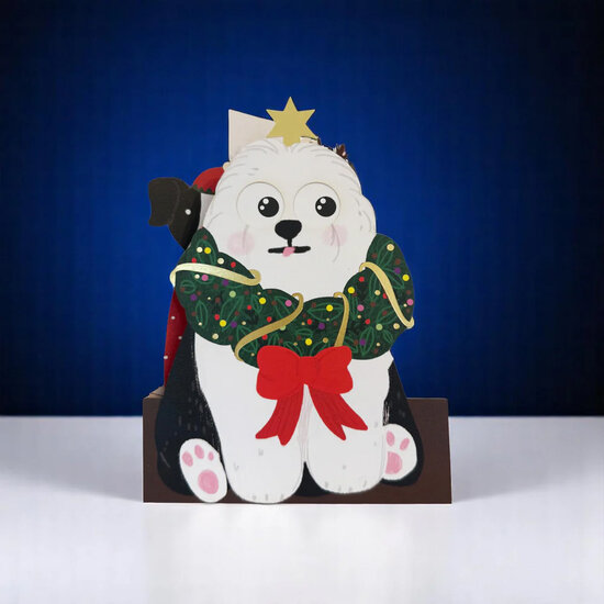 XWB005 laser gesneden kerstkaart Aww! so cute! - hond