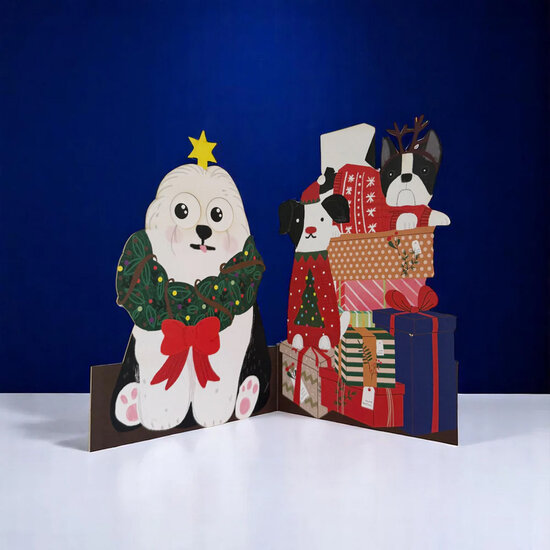 XWB005 laser gesneden kerstkaart Aww! so cute! - hond