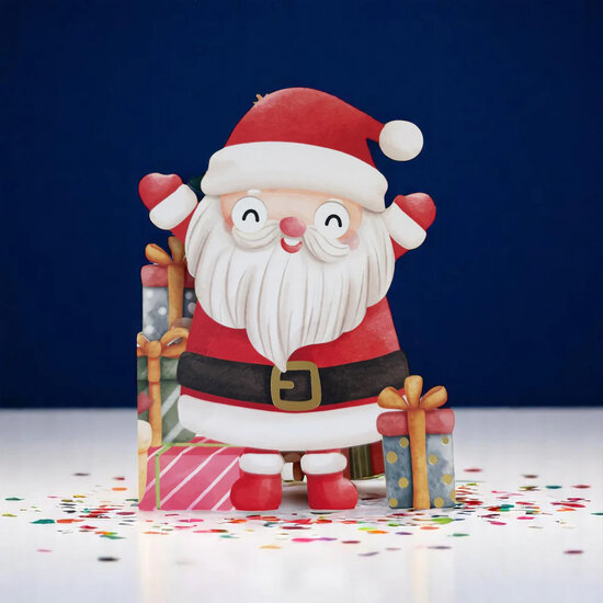 XWB007 laser gesneden kerstkaart Aww! so cute! - kerstman