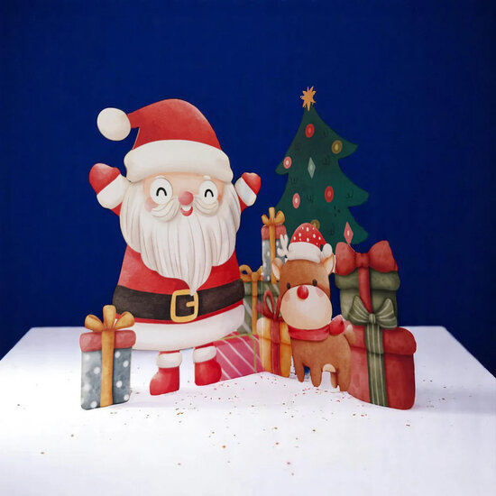 XWB007 laser gesneden kerstkaart Aww! so cute! - kerstman