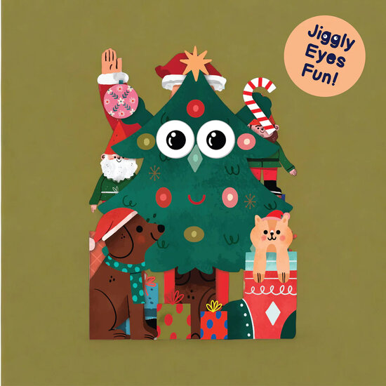 XWB008 laser gesneden kerstkaart Aww! so cute! - kerstboom