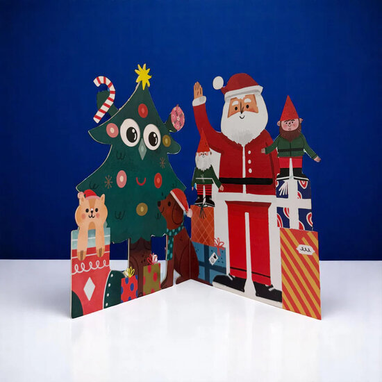 XWB008 laser gesneden kerstkaart Aww! so cute! - kerstboom