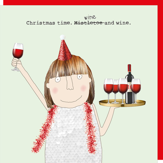 xGF116 &ndash; Rosie made a thing kerstkaart - wine and wine