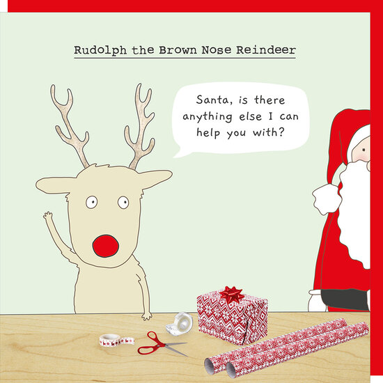 xBB024 &ndash; rosiemadeathing kerstkaart Babble - brown nose