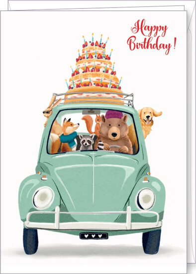 IB052 Grote kaart van Rosie Hilyer - happy birthday - auto