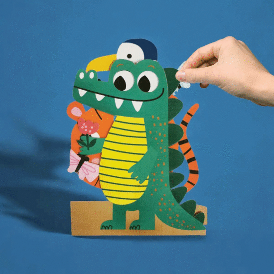 WB003 laser gesneden kaart Aww! so cute! - krokodil