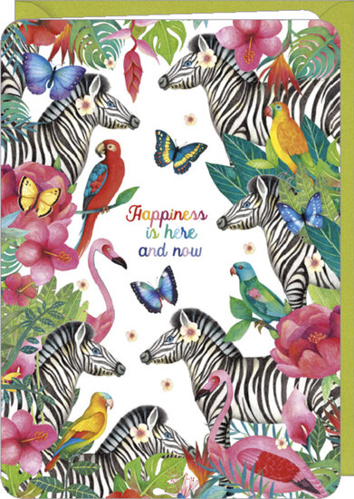 DO034 - wenskaart Mila &quot;Zebras&quot; - happiness is here and now