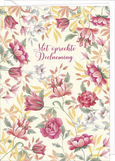 D161 - wenskaart MM - met oprechte deelneming - bloemen