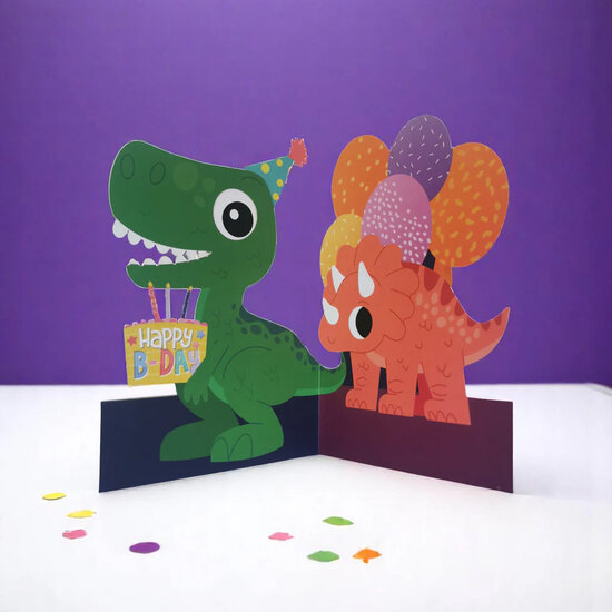 WB014 laser gesneden kaart Aww! so cute! - dinosaurus