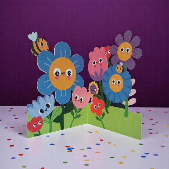 WB018 laser gesneden kaart Aww! so cute! - bloemen