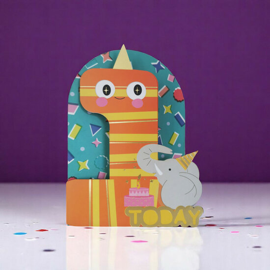 WB020 laser gesneden kaart Aww! so cute! - 1 jaar
