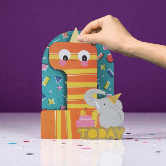 WB020 laser gesneden kaart Aww! so cute! - 1 jaar