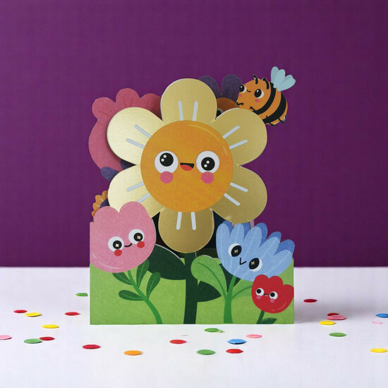 WB018 laser gesneden kaart Aww! so cute! - bloemen