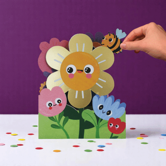 WB018 laser gesneden kaart Aww! so cute! - bloemen