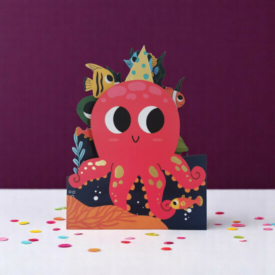 WB016 laser gesneden kaart Aww! so cute! - inktvis