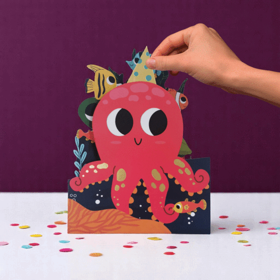 WB016 laser gesneden kaart Aww! so cute! - inktvis