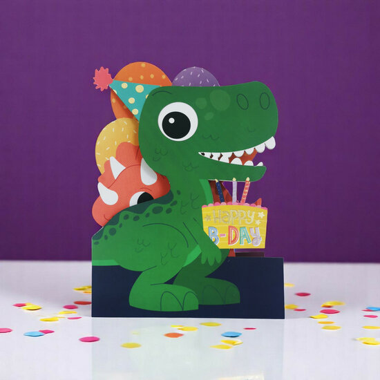 WB014 laser gesneden kaart Aww! so cute! - dinosaurus