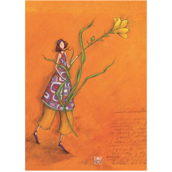 sQB23297 Schrift Ga&euml;lle Boissonnard - bloem (15 x 21 cm) | Mano cards groothandel