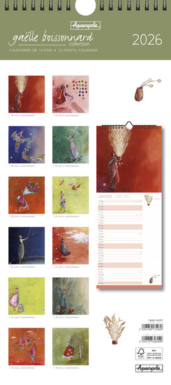 CAL24297 lange kalender 2025-2026 gaelle boissonnard - groen - 16 maanden