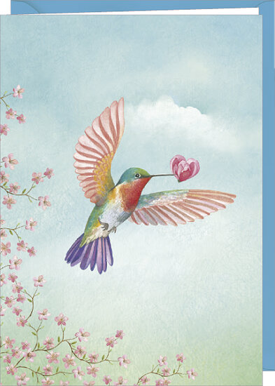 D135 - wenskaart M.M - kolibri met hart| Correspondances | mano cards groothandel