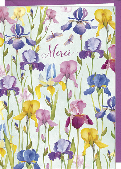 D175 - wenskaart M.M - merci - iris| Correspondances | mano cards groothandel