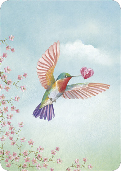 C140 M.M ansichtkaart - kolibri met hart | correspondances | mano cards groothandel